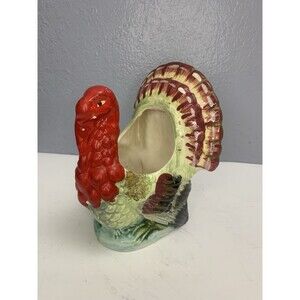 Vintage Ceramic Turkey Bowl Planter Centerpiece Thanksgiving Decor